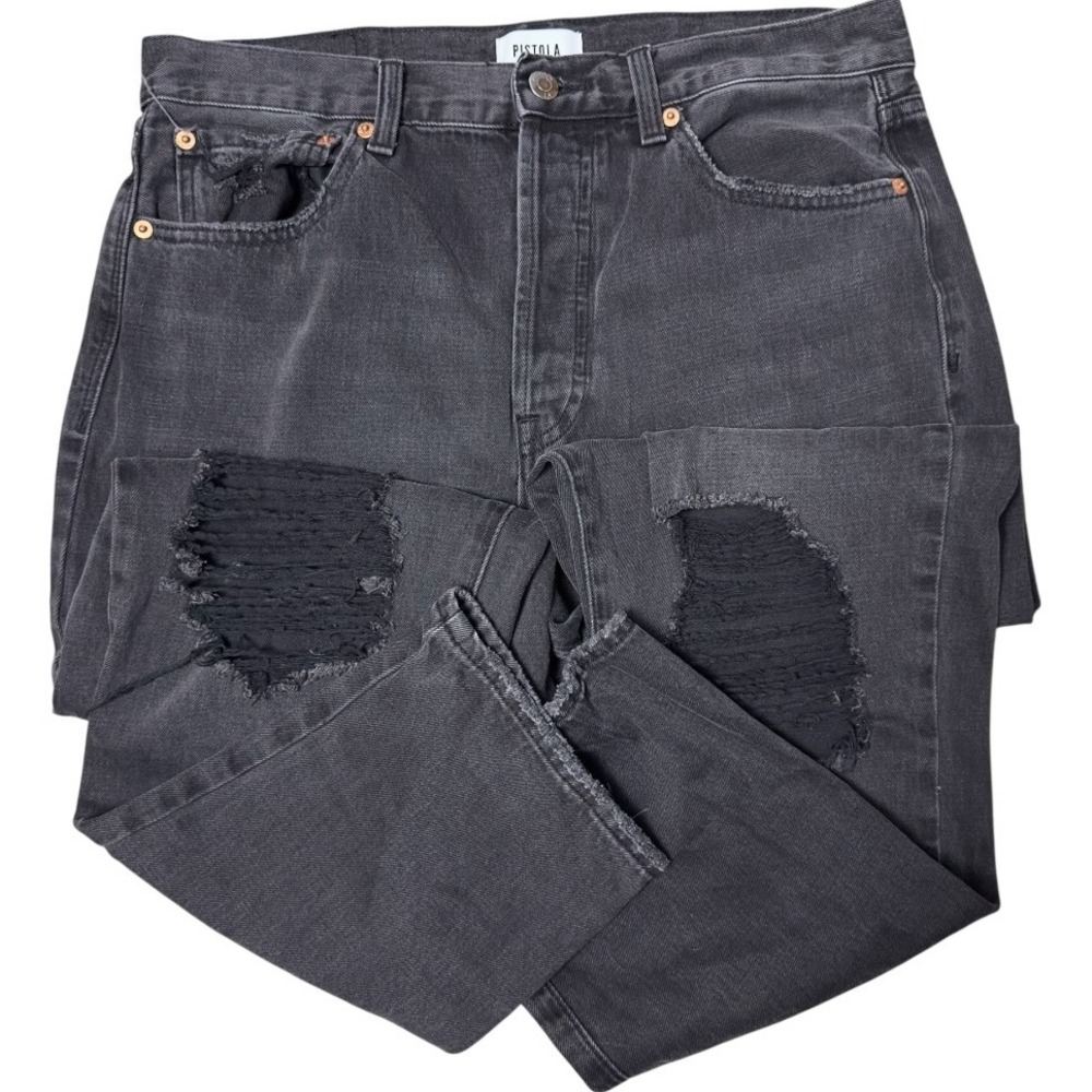Pistola High Rise Distressed Jeans Black Wash Denim Ripped 100% Cotton Casual 30